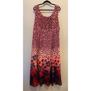 Dressbarn Maxi Dress Sleeveless Red & Blue Floral Size 20